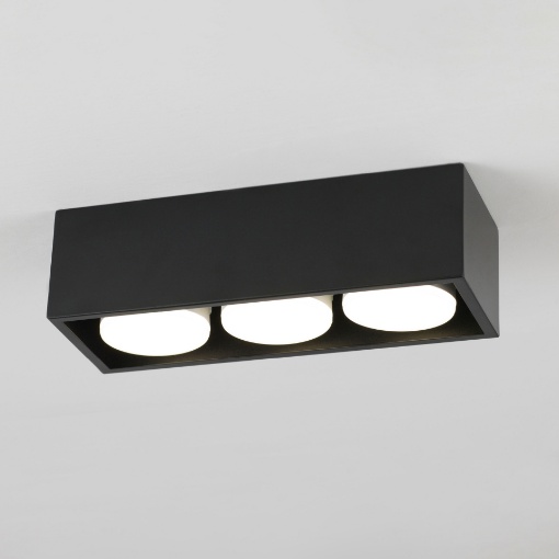 Immagine di Plafoniera Rettangolare 3 Luci Gx53 Moderna Nera Cage Vivida