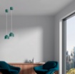 Immagine di Sospensione Singola Moderna Led Gx53 Blu Petrolio Per Isola Bottone Vivida