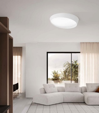 Immagine di Grande Plafoniera Bianca 85cm Half Ondaluce Led 60w 3000k-4000k Dimmerabile