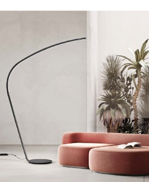 Immagine di Lampada Da Terra Design Arco Nero Led Dimmerabile 36w 3000k Style Ondaluce