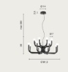 Immagine di Lampadario Con Bracci Nero 16 Sfere Vetro Bianco Per Sala Da Pranzo Derby Ondaluce