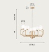 Immagine di Lampadario Design Oro 8 Luci Sfere Vetro Bianco Per Soggiorno Jeppy Ondaluce