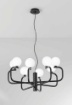 Immagine di Lampadario Moderno Nero 8 Sfere Vetro Bianco Per Soggiorno Jeppy Ondaluce