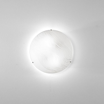 Immagine di Plafoniera Tonda Vetro Bianco A Onde 2xE27 Kardio Fan Europe