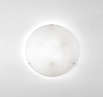 Immagine di Plafoniera In Vetro Bianco Rotondo 40cm Con Motivo A Onde 3xE27 Kardio Fan Europe