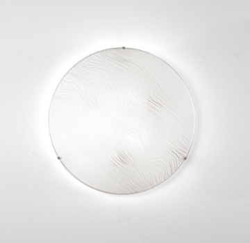 Immagine di Plafoniera Rotonda Vetro Bianco 50cm Con Decoro Onde 4xE27 Kardio Fan Europe
