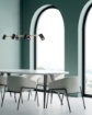 Immagine di Lampadario Con Faretti Led Orientabili Ottone Nero Per Tavolo Crius Smarter