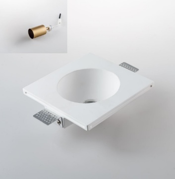 Immagine di Incasso In Gesso Con Faretto Orientabile Cilindro Oro Per Controsoffitto Vulkan Intec