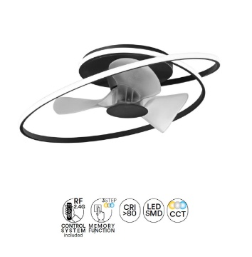 Immagine di Plafoniera Led CCT 60w Dimmerabile Con Pale Da Soffitto Nero Storm Intec