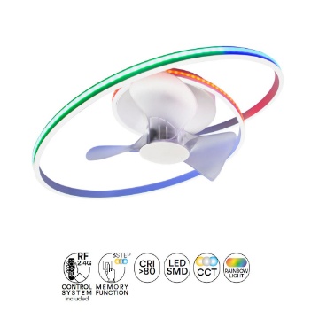 Immagine di Plafoniera Con Pale Da Soffitto Auster Led 60w Luce Vari Colori Regolabile Con Telecomando