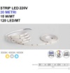 Immagine di Strip Led 220V Da Interno Esterno 20 Metri 15w/m 120Led/m IP54 Intec Light