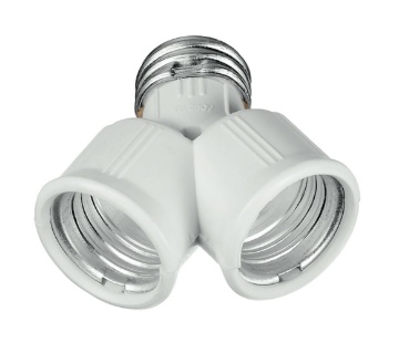 Immagine di Adattatore Sdoppiatore Per Portalampade Da E27 a 2xE27 Bianco
