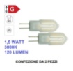 Immagine di Lampadina G4 LED 1,5W 3000k Luce Calda 120 Lumen 360° - 2 PEZZI