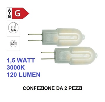 Immagine di Lampadina G4 LED 1,5W 3000k Luce Calda 120 Lumen 360° - 2 PEZZI