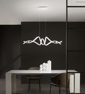 Immagine di Lampadario Intrecciato Bianco Mystral Led 60w CCT 3000k-4000k Fan Europe