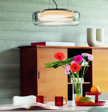 Immagine di Lampadario Led Rotondo In Vetro Sfumato Per Tavolo 28w 3000k Topico Ideal Lux