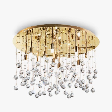 Immagine di Plafoniera Oro Lucido Con Cristalli Pendenti Contemporaneo Moonlight PL12 Ideal Lux
