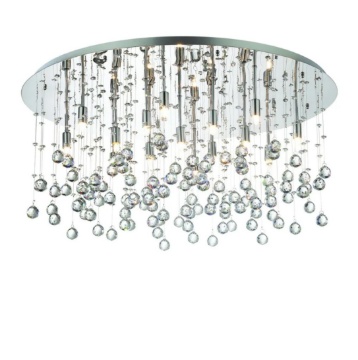 Immagine di Plafoniera Rotonda Cromo Con Pendenti Di Cristallo Per Soggiorno Moonlight PL15 Ideal Lux