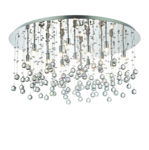 Immagine di Plafoniera Rotonda Cromo Con Pendenti Di Cristallo Per Soggiorno Moonlight PL15 Ideal Lux