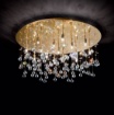 Immagine di Plafoniera Oro Con Cristalli Trasparenti Per Salone Moonlight PL15 Ideal Lux
