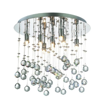 Immagine di Lampada Da Soffitto Rotonda Cromo Sfere Vetro Cristallo Moonlight PL8 Ideal Lux