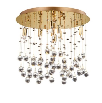 Immagine di Plafoniera Moonlight Oro Sfere Cristallo Trasparenti Per Camera Da Letto 8 Luci G9 Ideal Lux