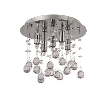 Immagine di Plafoniera Moonlight PL5 Cromo Con Sfere Cristallo Pendenti 5 Luci Ideal Lux
