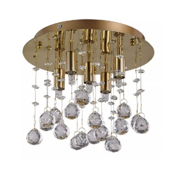 Immagine di Plafoniera Oro Con Pendenti Di Cristallo Per Corridoio Moonlight 5 Luci Ideal Lux
