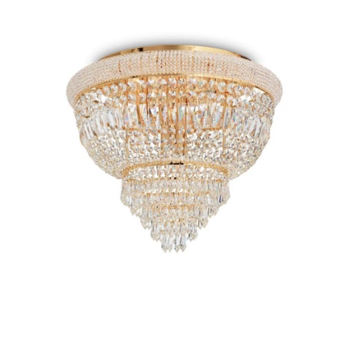 Immagine di Plafoniera Di Cristallo Classica Ottone Per Salone Elegante Dubai PL6 Ideal Lux