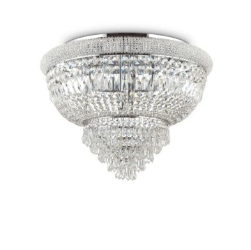 Immagine di Grande Plafoniera Di Cristallo Per Salone Elegante Cromo Dubai PL24 Ideal Lux