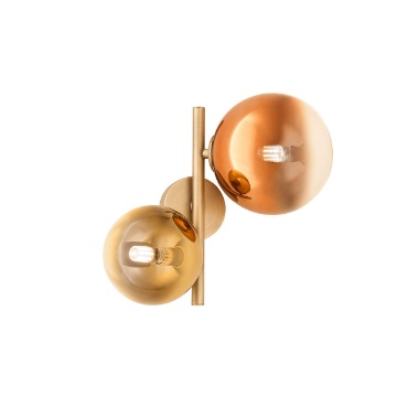 Immagine di Applique Design Ottone Due Sfere Vetro Oro Caffè Roy Redo