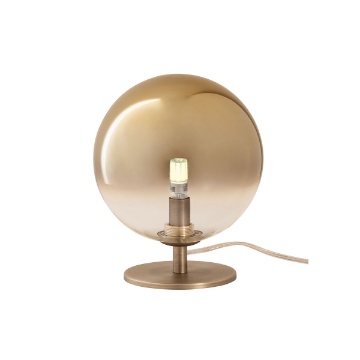 Immagine di Lampada Da Comodino Sfera Vetro Caffé Con Base Ottone Roy Redo