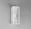 Immagine di Applique Esterno Squadrata Bianca Con Vetro Doppia Luce IP44 Garonne Trio Lighting