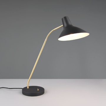 Immagine di Lampada Da Scrivania Orientabile Nero Ottone Traveller Trio Lighting