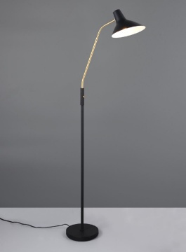 Immagine di Piantana Nero Ottone Luce Orientabile 145cm Traveller Trio Lighting