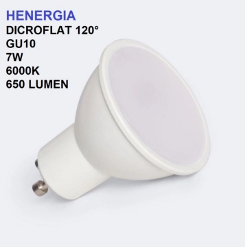 Immagine di Lampadina GU10 DicroFlat LED 7W 6000K Luce Fredda 650Lm Ottica 120° GB Trade HENERGIA