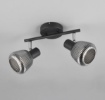 Immagine di Lampada Da Soffitto Nera Con Vetri Rigati Cromo 2 Luci Orientabili Tarifa Trio