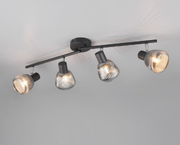 Immagine di Lampada Da Soffitto Con Faretti Vetro Cromo Orientabili Tarifa Trio Lighting