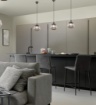 Immagine di Sospensione Vetro Rigato Cromo Nero Per Bancone Isola Tarifa Trio Lighting
