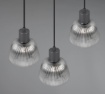 Immagine di Lampadario Rotondo Nero 3 Luci Vetro Rigato Cromo Per Salotto Tarifa Trio Lighting