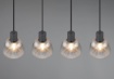 Immagine di Lampadario Binario Nero Con Vetri Pendenti Cromo 4 Luci Per Tavolo Soggiorno Tarifa Trio