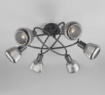 Immagine di Plafoniera Design Nero Con Vetri Cromo Rigati 6 Luci E14 Tarifa Trio Lighting
