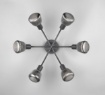 Immagine di Plafoniera Design Nero Con Vetri Cromo Rigati 6 Luci E14 Tarifa Trio Lighting