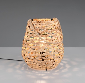 Immagine di Lampada Da Tavolo In Bambù Intrecciato Con Manico Jean Trio Lighting