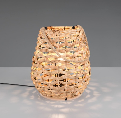 Immagine di Lampada Da Tavolo In Bambù Intrecciato Con Manico Jean Trio Lighting