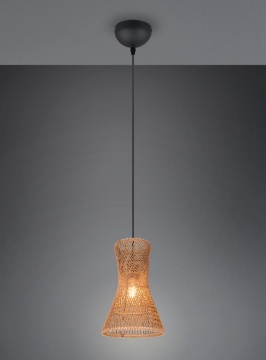 Immagine di Sospensione Per Isola Cono Di Carta Intrecciata Marrone Bijou Trio Lighting