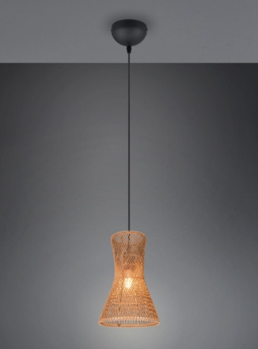Immagine di Sospensione Per Isola Cono Di Carta Intrecciata Marrone Bijou Trio Lighting