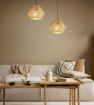 Immagine di Piccolo Lampadario Stile Boho Con Paralume Carta Marrone Lucille Trio Lighting