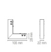 Immagine di Connettore Angolare Esterno 48v Compatibile Con Binari Davinci Intec Light