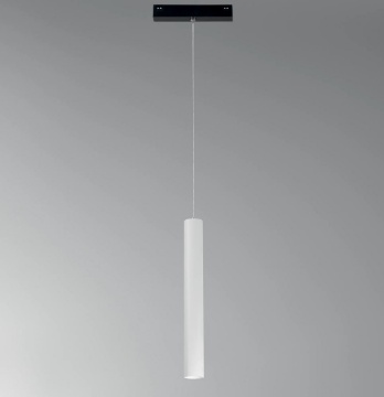 Immagine di Sospensione Cilindro Bianco Led Per Binario Elettrificato 48V Da Vinci Tubo Intec